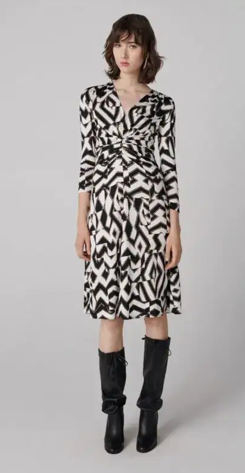 Diane Von Furstenberg Jerome Dress L Nwt Troy Maze Black Quiet Luxury Money Dvf